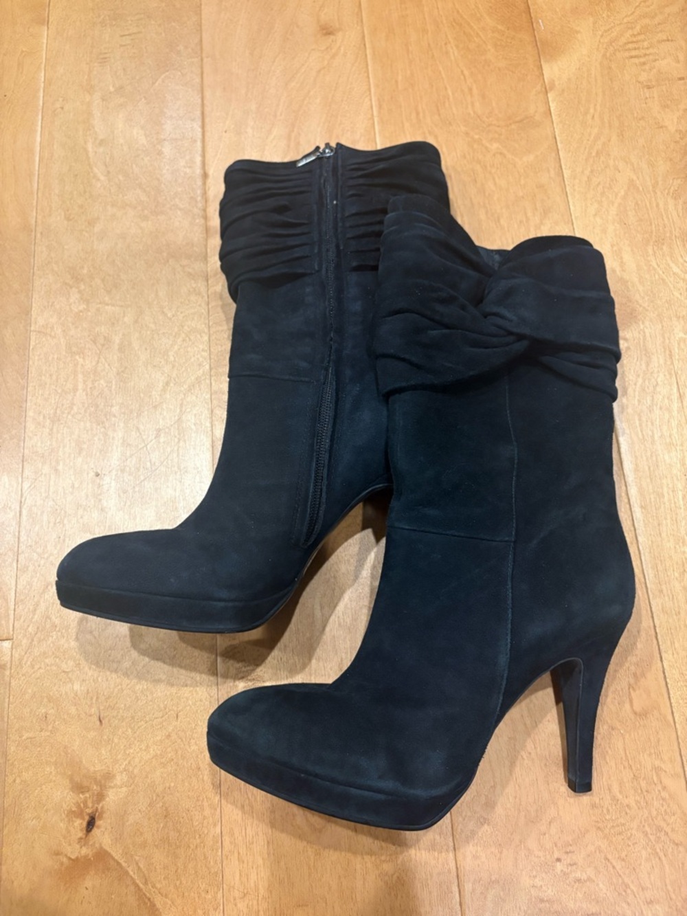 Geox high heel suede boots black sz 39 8 romantic goth